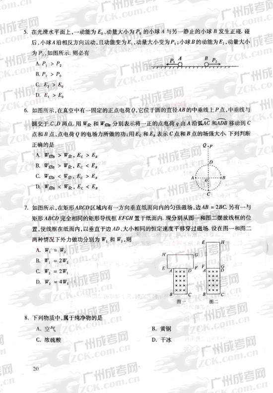 成人高考2010年统一考试物理、化学试题(图2)